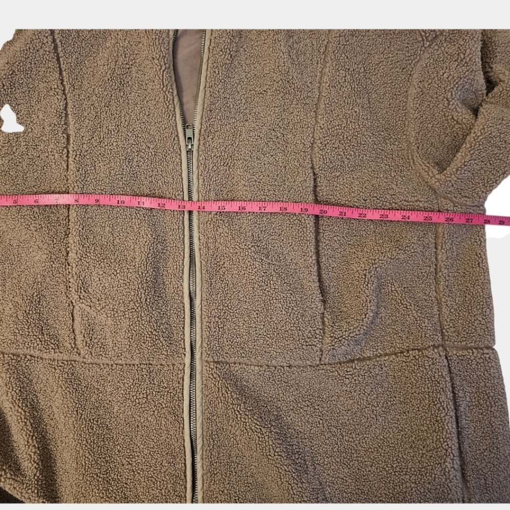 H&M Plus Teddy Shearling Hooded Long Sleeve Oversized Jacket Size XL - Picture 11 of 13